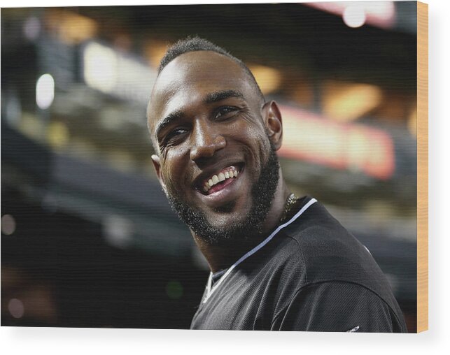 National League Baseball Wood Print featuring the photograph Marcell Ozuna by Christian Petersen