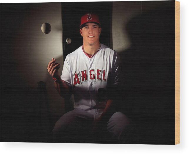 Media Day Wood Print featuring the photograph Mike Trout by Jamie Squire