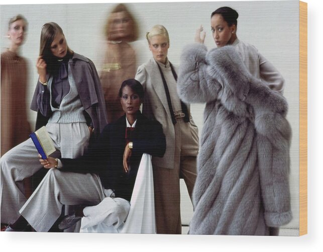 Accessories Wood Print featuring the photograph Models in John Anthony's Fall 1976 Collection by Duane Michals