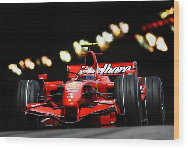 Ferrari Wood Print featuring the photograph Monaco Formula One Grand Prix: Race by Paul Gilham