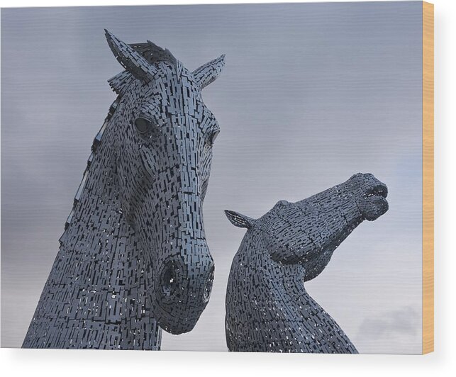 The Kelpies Wood Print featuring the photograph Moody Broody Kelpies by Stephen Taylor