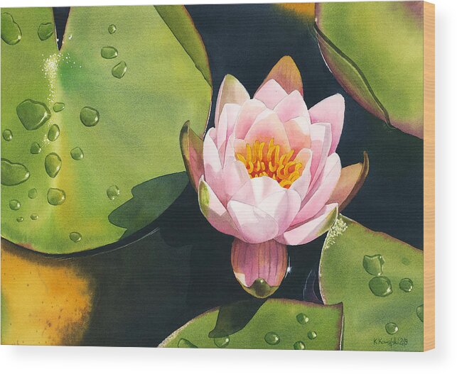 Water Lily Wood Print featuring the painting Morning Bliss by Espero Art