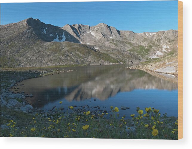 Mount Evans Wood Print featuring the photograph Mount Evans with Summit Lake Summer Landscape by Cascade Colors