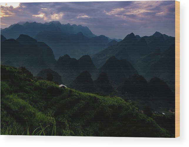 Ha Giang Wood Print featuring the photograph Waiting For The Night - Ha Giang Loop Road. Northern Vietnam by Earth And Spirit