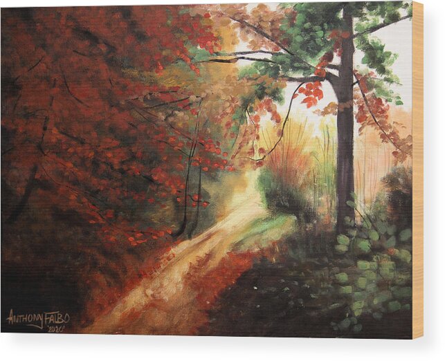 Landscape Wood Print featuring the painting My Journey Home by Anthony Falbo