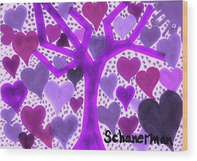 Original Drawing Wood Print featuring the drawing Mystical Shades Of Love by Susan Schanerman