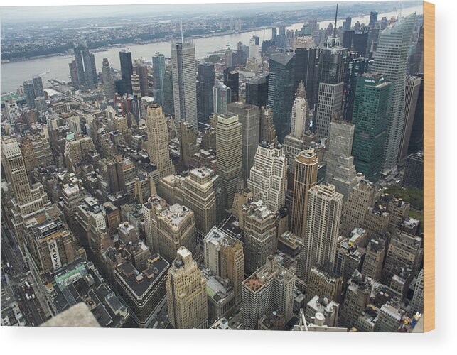 Outdoors Wood Print featuring the photograph New York City aerial views by Tom Craig
