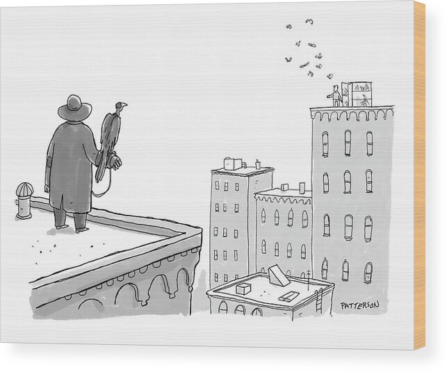 Captionless Wood Print featuring the drawing New Yorker November 22, 2021 by Jason Patterson