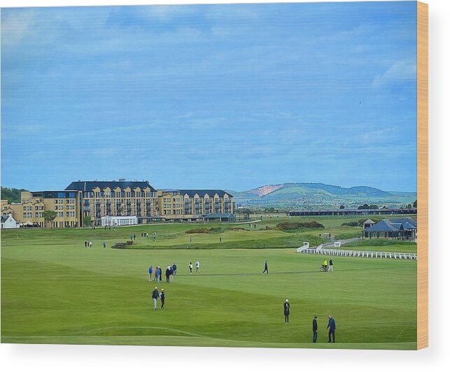 Scotland Wood Print featuring the digital art No Golf on Sundays by Gina Harrison