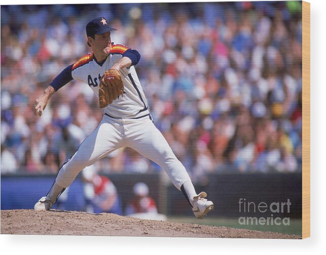 1980-1989 Wood Print featuring the photograph Nolan Ryan by Ron Vesely
