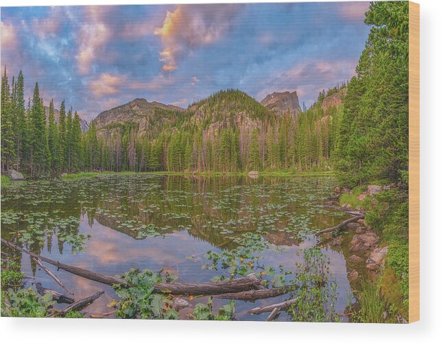 Rmnp Wood Print featuring the photograph Nymph Lake Sunrise by Darren White