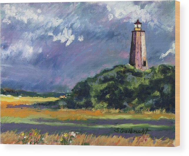 Old Baldy Wood Print featuring the painting Old Baldy Lighthouse by Shirley Galbrecht