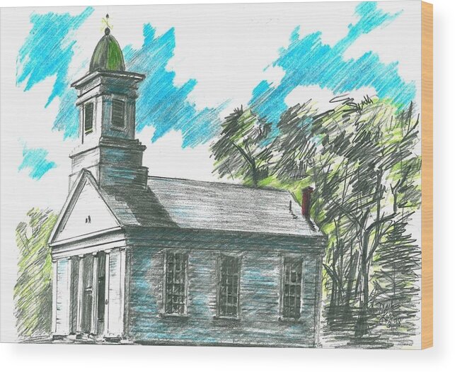 Church Wood Print featuring the drawing Old Centre Church by Mark Lore