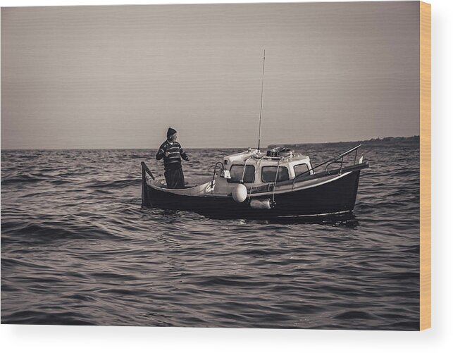 Fisherman Wood Print featuring the photograph Old Man and the Sea by Tito Slack