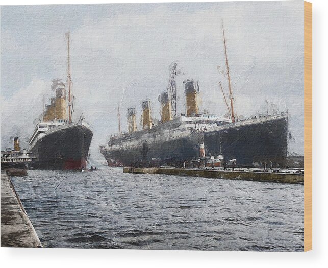Steamer Wood Print featuring the digital art Olympic and Titanic by Geir Rosset