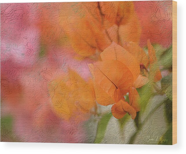 Orange Flowers Wood Print featuring the digital art Orange Flower Burst by Cordia Murphy