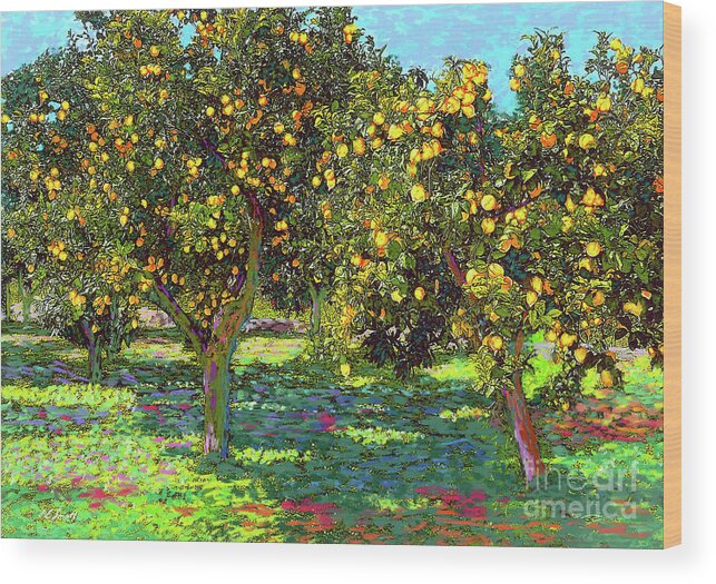 Landscape Wood Print featuring the painting Orchard of Lemon Trees by Jane Small