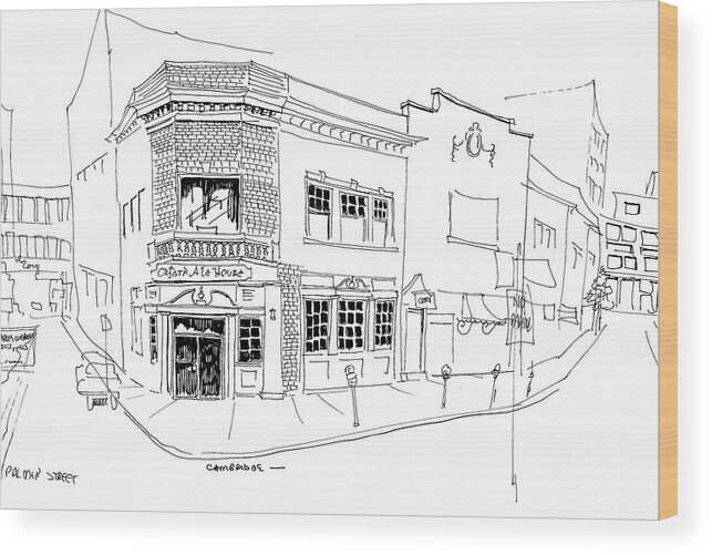 Pen & Ink Wood Print featuring the drawing Oxford Ale House by William Renzulli