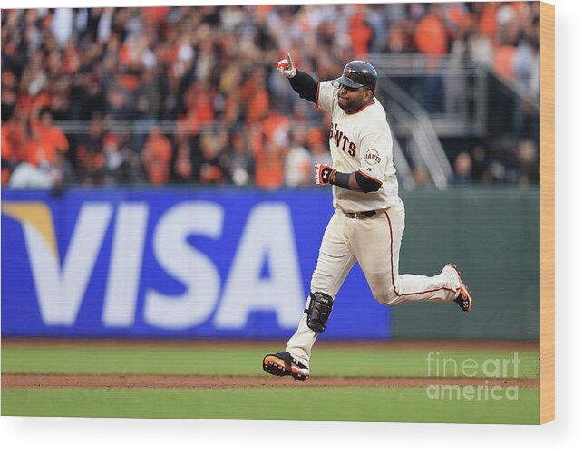 San Francisco Wood Print featuring the photograph Pablo Sandoval and Justin Verlander by Doug Pensinger