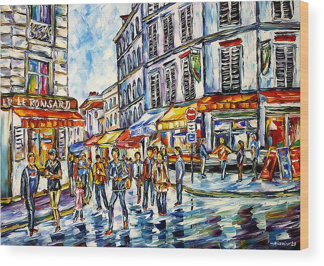 People Celebrate Wood Print featuring the painting Paris July 14th by Mirek Kuzniar