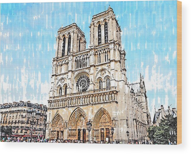Paris Cityscape Wood Print featuring the painting Paris Panorama - 28 by AM FineArtPrints