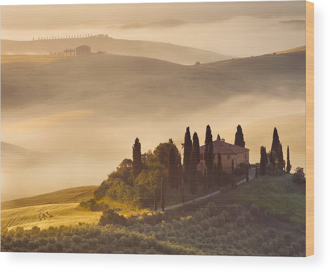Podere Belvedere Wood Print featuring the photograph Podere Belvedere by Peter Boehringer