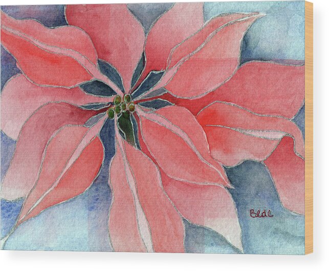 Watercolor Wood Print featuring the painting Poinsettia by Catherine Bede