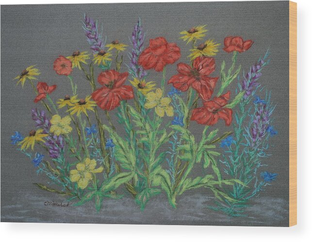 Poppies Wood Print featuring the painting Poppies And Lavender by Collette Hurst