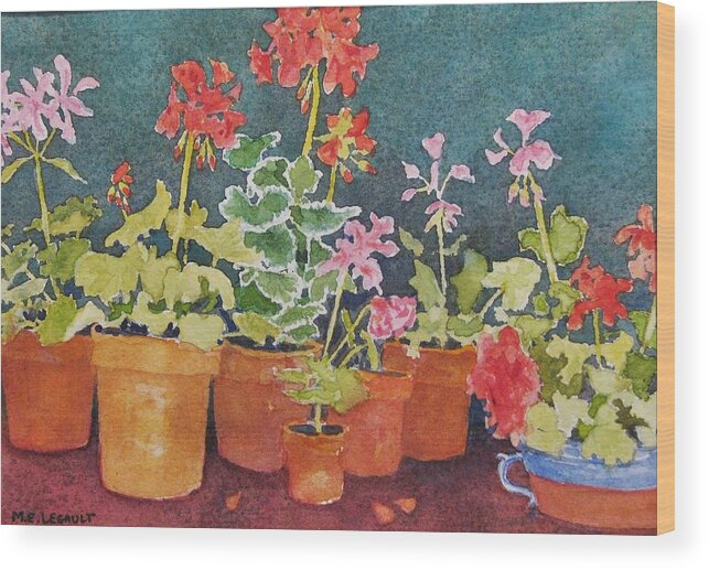 Florals Wood Print featuring the painting Potting Shed by Mary Ellen Mueller Legault