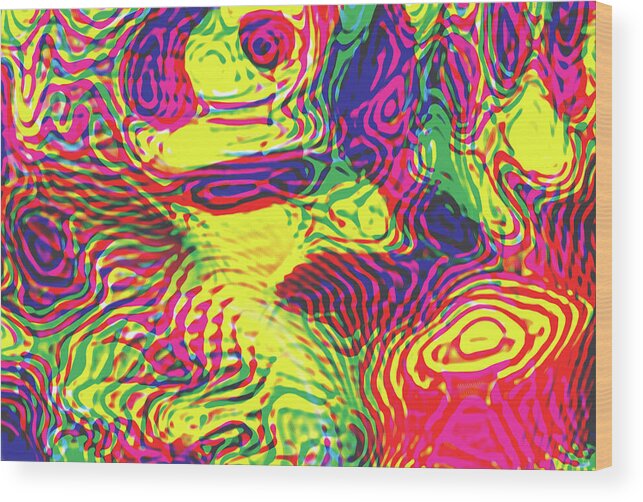 Abstract Art Wood Print featuring the digital art Primary Ripples Hot by David Davies