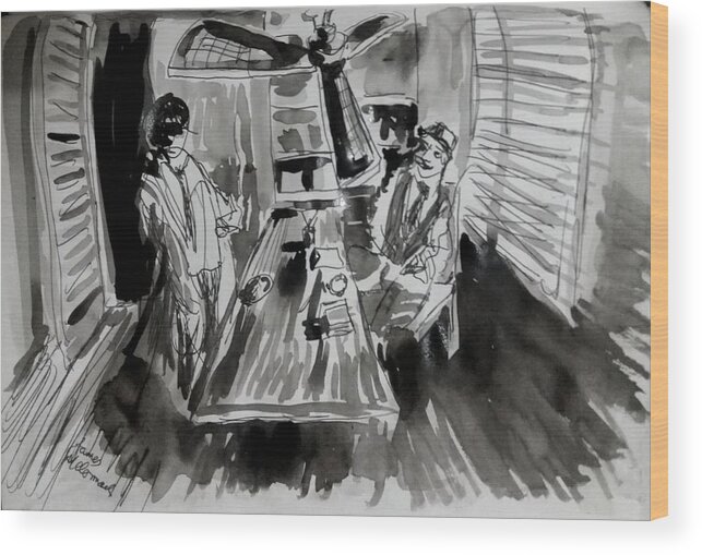 Film Noir Wood Print featuring the drawing Private Eye by James McCormack