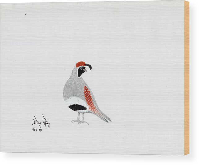 Desert Birds Wood Print featuring the painting Quail 2 by Doug Miller