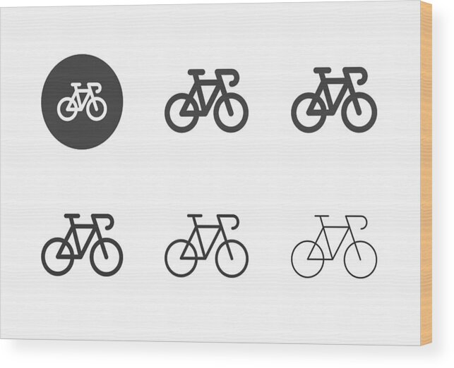 Sports Organization Wood Print featuring the drawing Racing Bicycle Icons - Multi Series by Rakdee