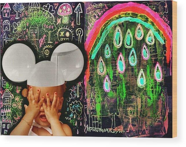 Art Wood Print featuring the mixed media Rainbow Childhood by Tanja Leuenberger