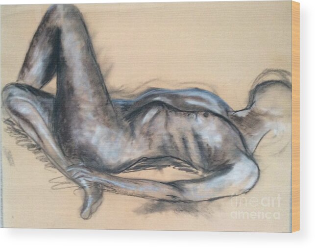  Figure Drawing Wood Print featuring the painting Reclining figure by Maxie Absell