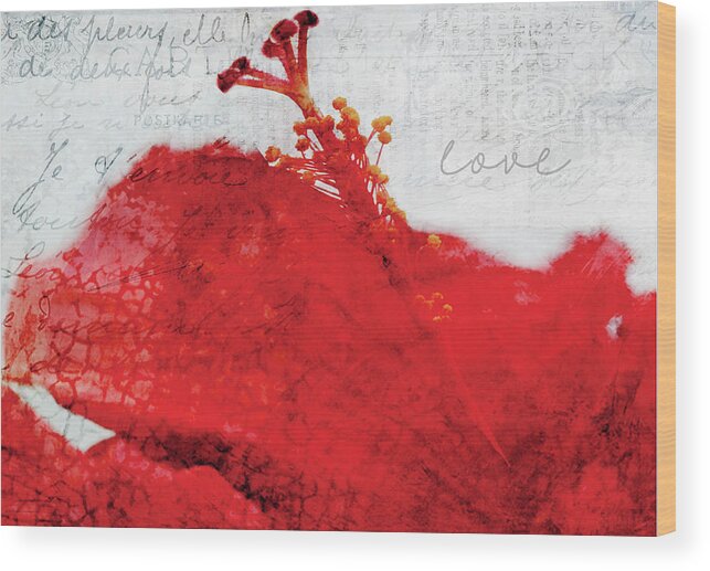 Valentine Wood Print featuring the digital art Red Flower of Love by Moira Law