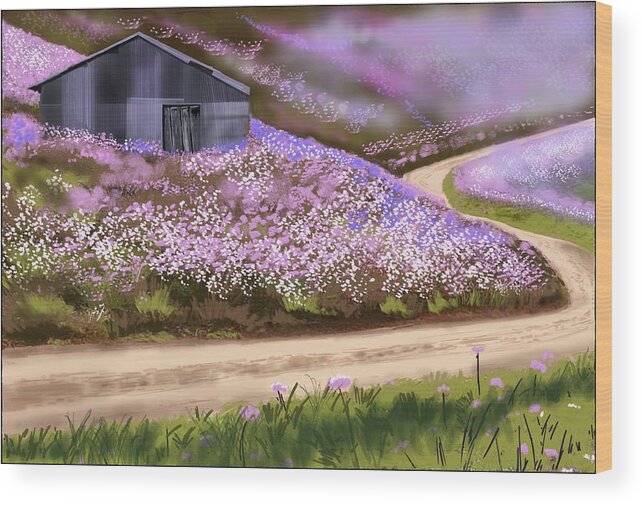Random Countryside Landscape During Summer Wood Print featuring the digital art Road to Nowhere by Rob Hartman