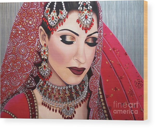 Art Wood Print featuring the painting Ruby Indian Bride by Malinda Prud'homme