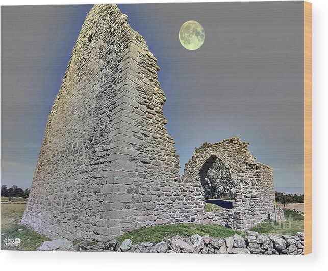 Full Moon Wood Print featuring the photograph Ruins of Graborg by Elaine Berger