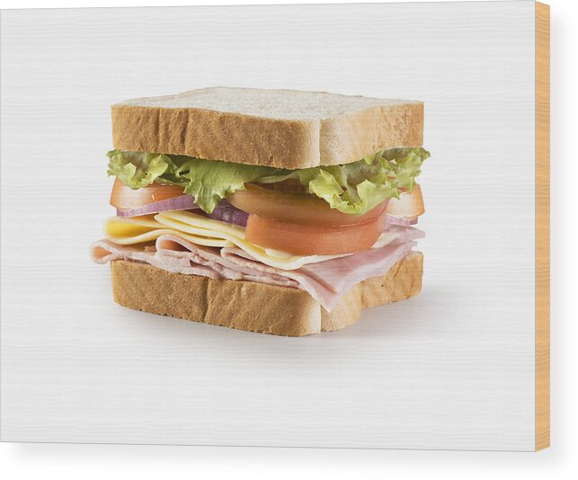 Cheese Wood Print featuring the photograph Sandwich w/Clipping Path by Carlosalvarez