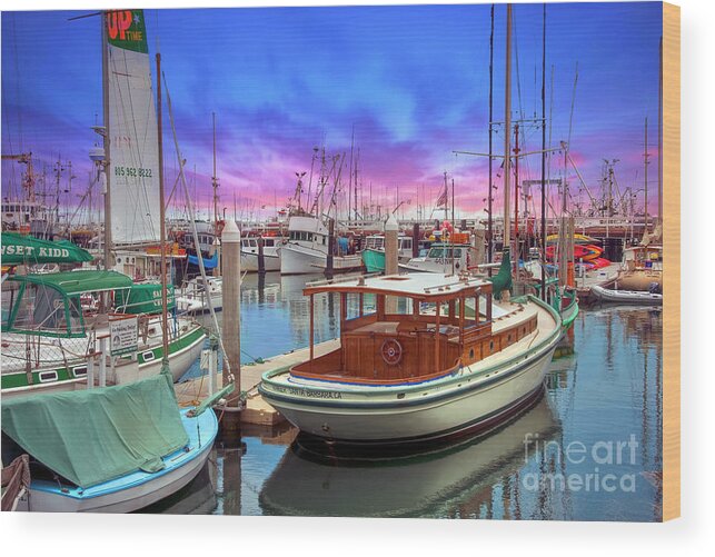 Santa Barbara Defines Luxury Living And Service On The American Wood Print featuring the photograph Santa Barbara Marina Boats by David Zanzinger