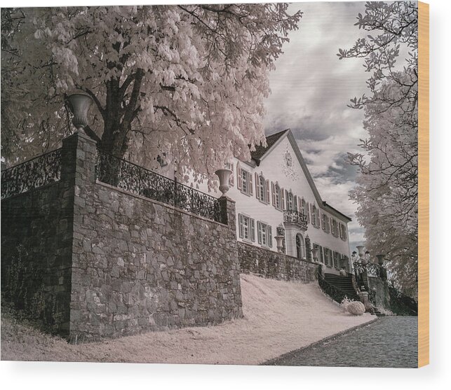 Black Forest Wood Print featuring the photograph Schloss Buergeln - Infrarot by Ioannis Konstas