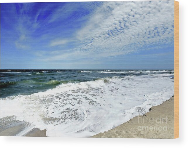 Ocean Beach Wood Print featuring the photograph Seashore Seafoam by Scott Cameron