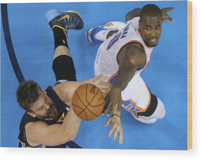 Playoffs Wood Print featuring the photograph Serge Ibaka and Marc Gasol by Ronald Martinez