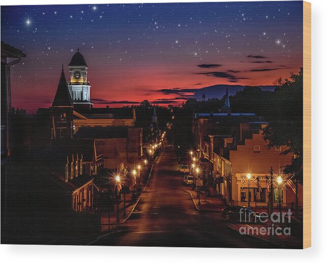Jonesboro; Jonesborough; Tennessee; Northeast Tennessee; City Wood Print featuring the photograph Sleepy little town of Jonesborough by Shelia Hunt