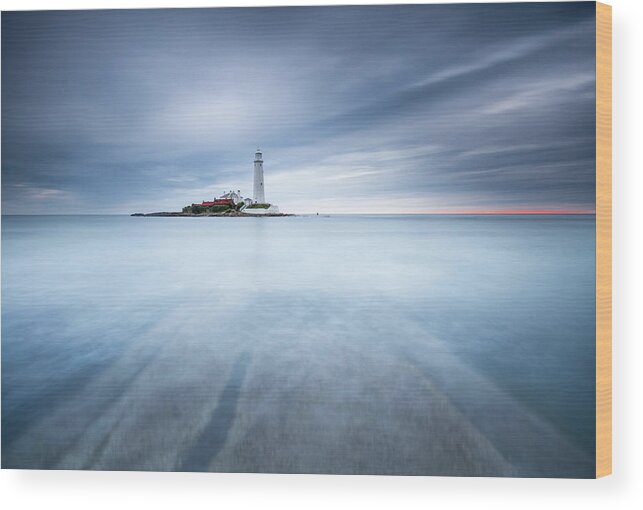 St Mary's Lighthouse Wood Print featuring the photograph Sliver - St Mary's Lighthouse by Anita Nicholson