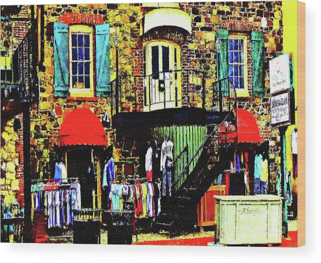 Digital Photography Wood Print featuring the photograph Social Distance Shopping on River Street  by Aberjhani