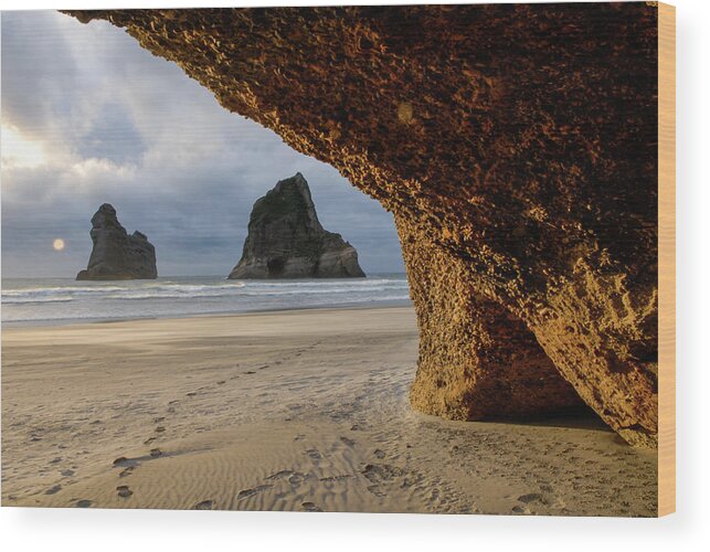 Wharariki Beach Wood Print featuring the photograph Castles Of Sand - Farewell Spit, South Island. New Zealand by Earth And Spirit
