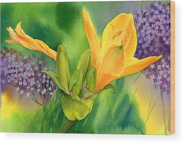 Lily Wood Print featuring the painting Spring Melody by Espero Art
