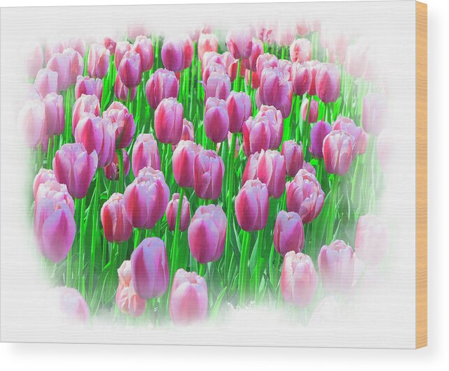 Easter Wood Print featuring the mixed media Spring Tulips by Moira Law
